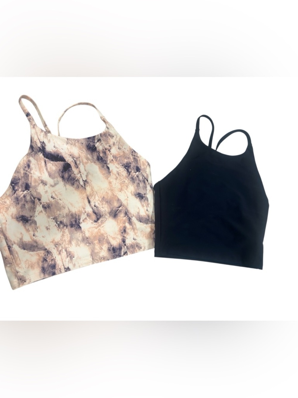 Old Navy Active  Powersoft set of 2 Marble Print High-Neck Tank & Navy